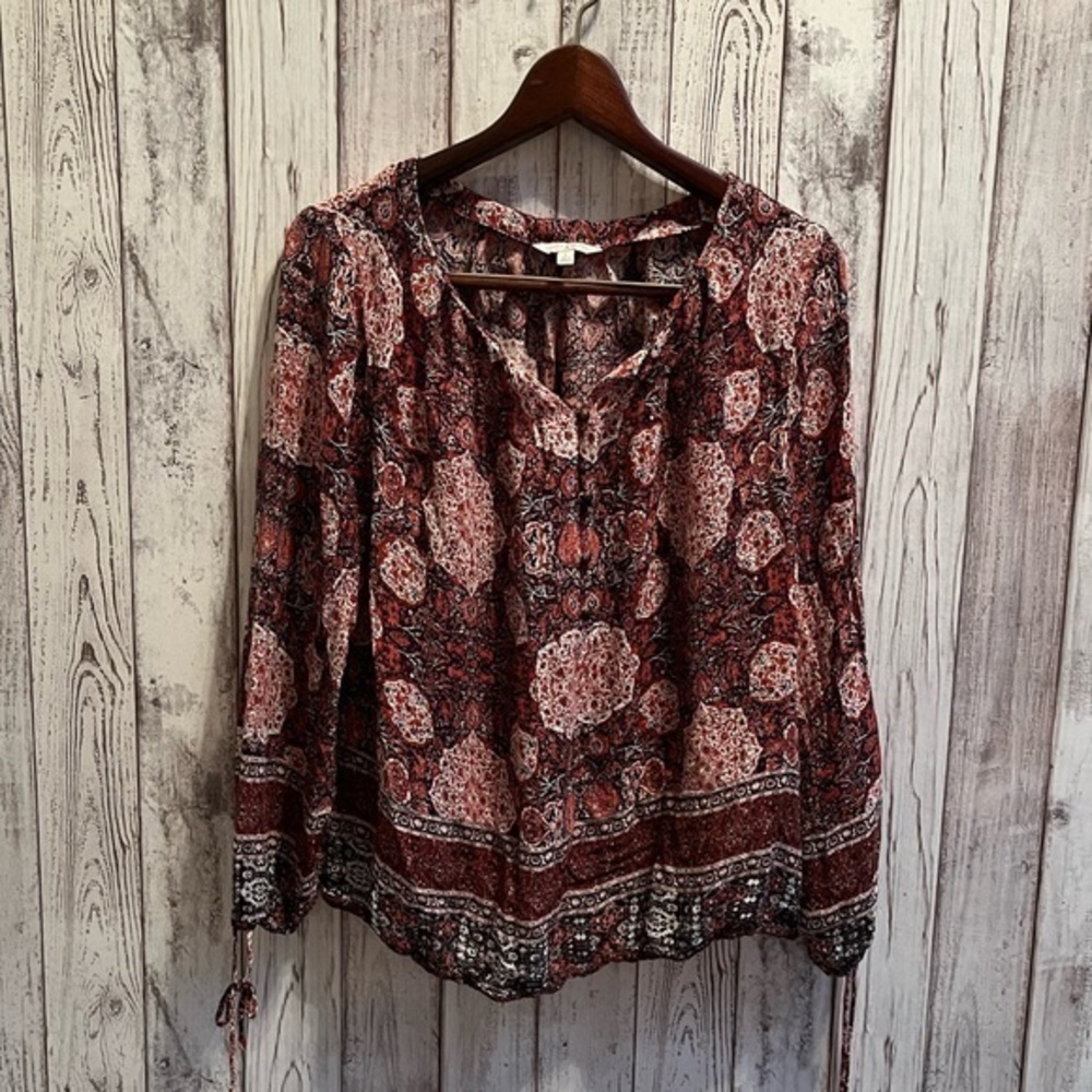 Lucky Brand orange/pink top size large